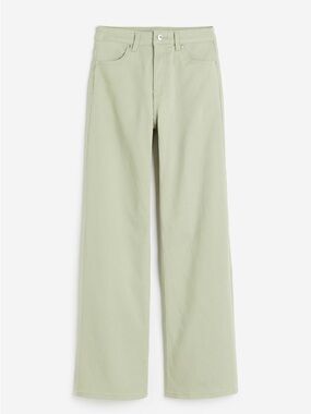 Sage Green Wide Leg Twill Pants